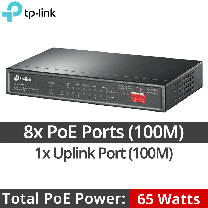 TP-Link TL-SF1009P (V5.0) 5 Ports 10/100Mbps Unmanaged PoE Switch 802.3af/at (Max. 65Watt)