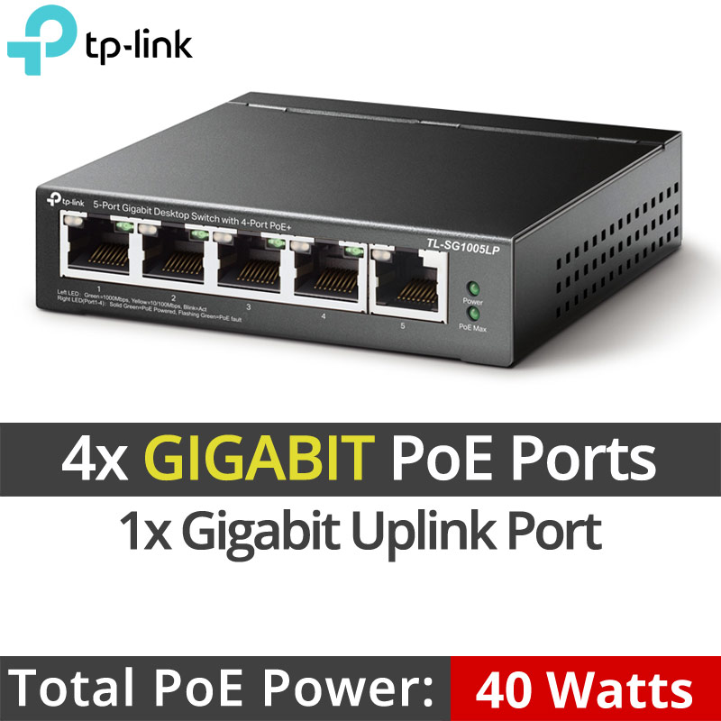 TP-Link TL-SG1005LP V3.0 5 Ports GIGABIT Unmanaged PoE Switch 802.3af/at (Max. 40Watt)