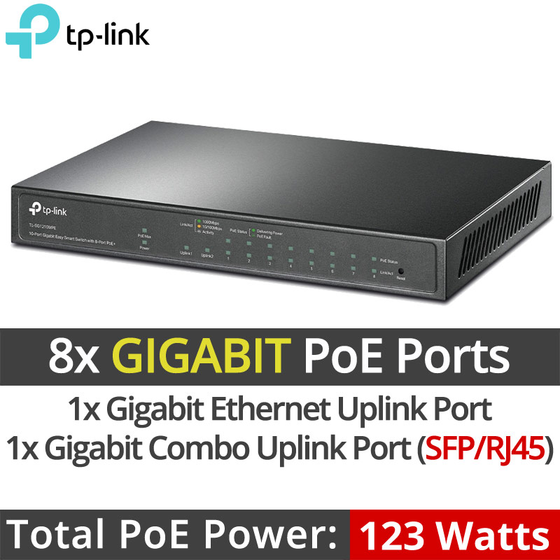 TP-Link TL-SG1210MPE (V3.0) 10 Ports GIGABIT Easy Smart PoE Switch 802.3af/at (Max. 123Watt)
