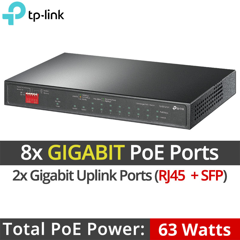 TP-Link TL-SG1210P (V4.0) 10 Ports GIGABIT Unmanaged PoE Switch 802.3af/at (Max. 63Watt)