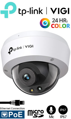 TP-LINK VIGI C240 2.8mm Ενσύρματη Δικτυακή IP κάμερα 4Mpixels, Μικρόφωνο, Fulll-Color, MicroSD, PoE, IR 30m, IP67, IK10