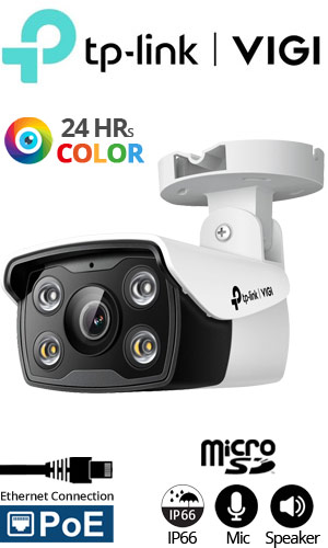TP-LINK VIGI C340 2.8mm Ενσύρματη Δικτυακή IP κάμερα 4Mpixels, Fulll-Color, MicroSD, PoE, IR 30m, IP66, Mic, Speaker