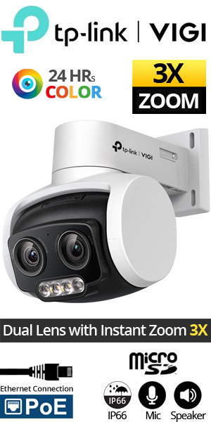 TP-LINK VIGI C540V V1 Ενσύρματη Ρομποτική IP κάμερα 4Mpixels Dual Lens, 3X Instant Zoom, Full-Color 30m, MicroSD, PoE, IP66, Mic, Speaker
