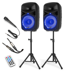 VONYX VPS102A Set 2 ηχείων με Αυτοενισχ. και Παθητ. 10" USB/ SD/ MP3/ Bluetooth, βάσεις και μικρόφωνο (σετ) 178.128