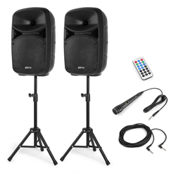 VONYX VPS102A Set 2 ηχείων με Αυτοενισχ. και Παθητ. 10" USB/ SD/ MP3/ Bluetooth, βάσεις και μικρόφωνο (σετ) 178.128