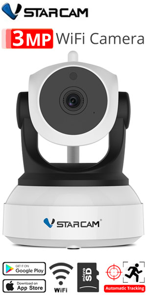 VStarcam C24S Ρομποτική IP κάμερα Super HD 3Mpixels WiFi/Ethernet microSD, Plug & Play