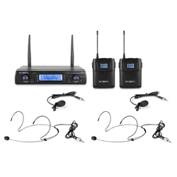 VONYX WM62B Διπλό Ασύρματο Set Bodypack (πέτου / κεφαλής) UHF 16 Καναλιών 179.264 --