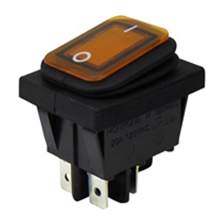 WR210 ORANGE Διακόπτης Rocker ON-OFF 4P με λυχνία 22A/ 250V IP65 Πορτοκαλί