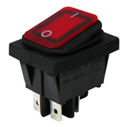 WR210 RED Διακόπτης Rocker ON-OFF 4P με λυχνία 22A/ 220V IP65 Κόκκινο