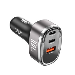 XO-CC61 Universal Φορτιστής Αυτοκινήτου 100W (USB-A / USB-C / Lightning) σε Γκρι Χρώμα.