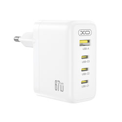 XO CE39 Universal Φορτιστής GaN 67W με 4 Θύρες USB-C / USB-A, Fast Charging, Λευκός