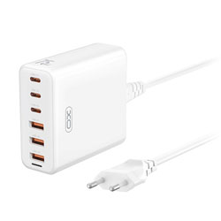 XO-L133(EU)  Φορτιστής Πρίζας GaN 3x USB-A και 3x USB-C 75W Max Quick Charge σε Λεύκο Χρώμα  