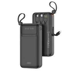 XO-PR279 Power Bank 20000mAh με 4 Ενσωματωμένα Καλώδια σε μαύρο Χρώμα  