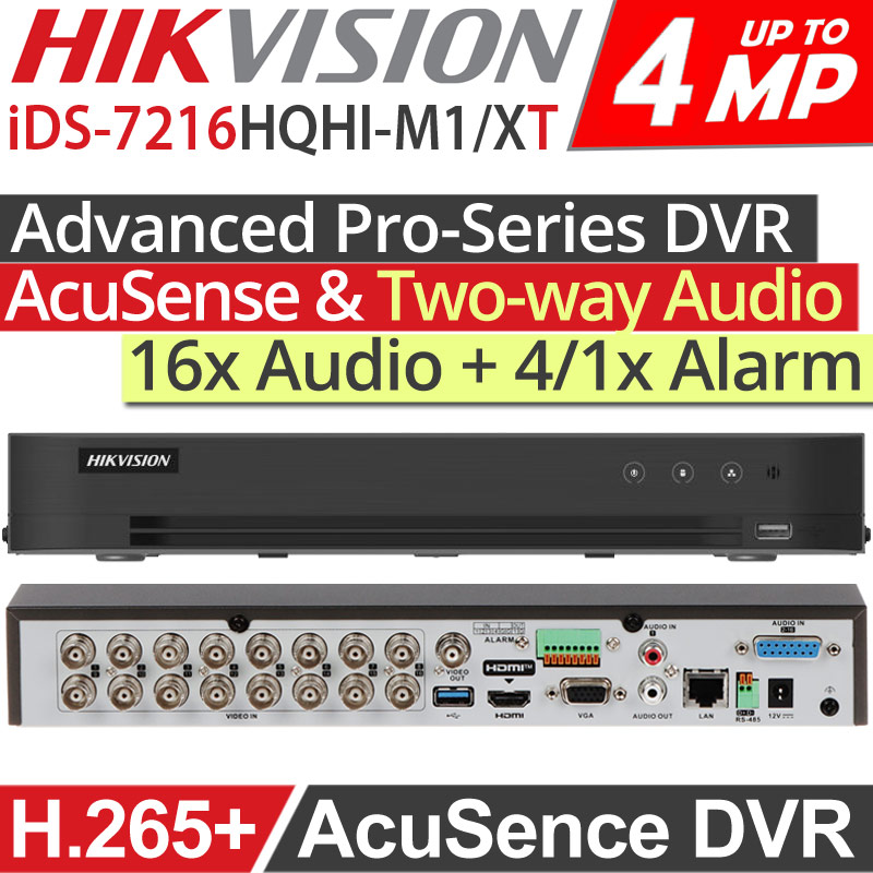 HIKVISION iDS-7216HQHI-M1/XT/16A+4/1ALM Advanced Pro-Series Acusence DVR Καταγραφικό 16 Καμερών, 16xAudio, 4/1xAlarm, AoC