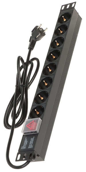 LK-BL-G10G08S/P Πολύπριζο Rack 19" 8 Θέσεων Schuko | 1U με Διακόπτη (Plastic Housing)