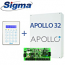 Sigma Apollo Plus 32 LCD Set - Πίνακας επεκτάσιμος μέχρι 32 ζώνες με Πληκτρολόγιο Αφής LCD