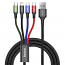 BASEUS CA1T4-B01 Καλώδιο 4 σε 1 USB A - microUSB / 2x Type-C / Lightning 3.5A 1.2m (6953156278493)