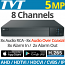 TVT TD-2708NS-HC-H H.265 Πενταυβριδικό Καταγραφικό DVR 8 καμερών H.265 5Mpixels, Audio Over Coaxial, 8xAudio-in, 8xAlarm-in