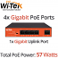 Wi-Tek WI-PS305GH Gigabit PoE Switch, 4x Gigabit PoE Ports + 1x Gigabit Uplink Port, Total PoE Power 57Watts, IEEE 802.3af/at