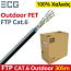 ECG Cat6 FTP 4x2x23AWG PE (0.54mm) Εξωτερικό Θωρακισμένο Καλώδιο Δικτύου 100% Χαλκός 305m Μαύρο
