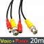 ANGA PS-V20C - Έτοιμο καλώδιο CCTV για Εικόνα + Τροφοδοσία (BNC+DC) μήκους 20 μέτρων