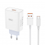 XO-L164(EU) Universal φορτιστής 120W με 1 έξοδο USB-A και αποσπώμενο καλώδιο USB-A - USB type-C, σε λευκό χρώμα