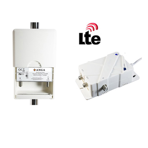ANGA Master3 Ενισχυτής κεραίας Ιστού UHF 38dB ρυθμιζόμενος με βύσματα F και φίλτρο LTE