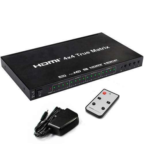 ANGA PS-MA404 HDMI Matrix 4x4, 4 Εισόδων - 4 Εξόδων, FullHD 1080p 3D HDCP με τηλεχειριστήριο