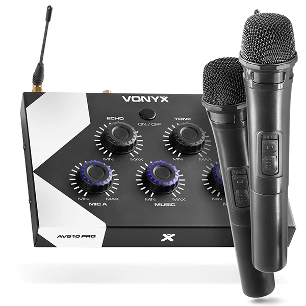 VONYX AV510 Bluetooth Karaoke Set με 2x Ασύρματα μικρόφωνα Mixer-Controller 103.115