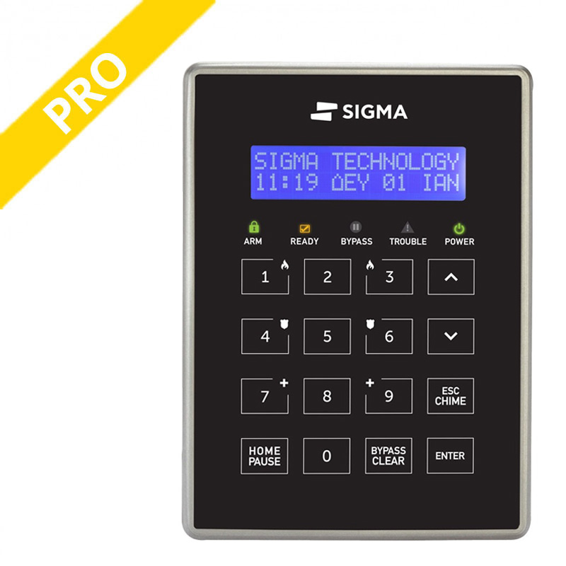 SIGMA AEOLUS KP/B - Πληκτρολόγιο αφής LCD 16 πλήκτρων (ΜΑΥΡΟ) για τον πίνακα AEOLUS