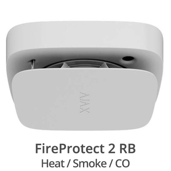 Ajax Fire Protect 2 RB (Heat/Smoke/CO) WHITE - Ασύρματος Ανιχνευτής Καπνού, Θερμοκρασίας και CO με ενσωματωμένη σειρήνα, 43378.137.WH1, 4823114031304