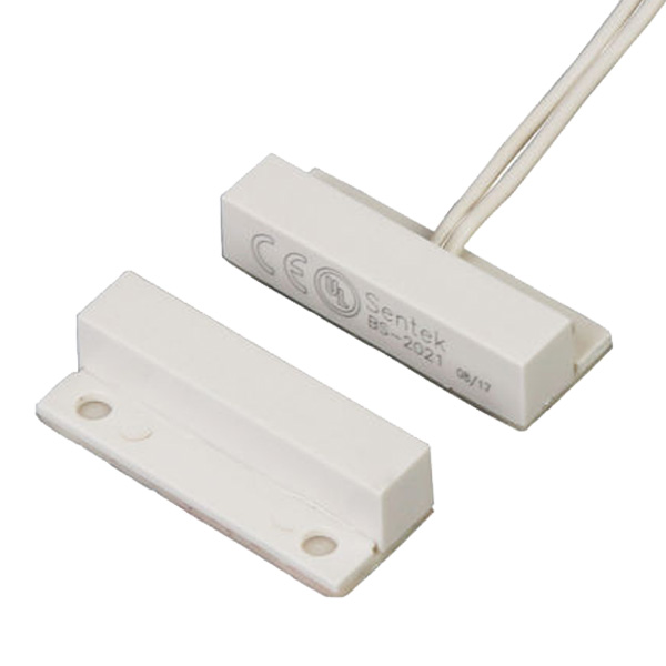 Sentek BS-2021 (ΛΕΥΚΗ) Βιδωτή και Αυτοκόλλητη μαγνητική επαφή (Καλώδιο στο Πλάι)