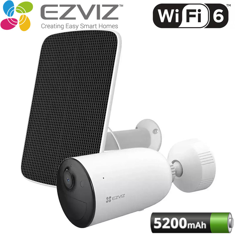 EZVIZ CB3 KIT (AOV) Αυτόνομη Ασύρματη IP κάμερα 3MP, Wi-Fi 6 2.4 Ghz με Mπαταρία 5200mAh  και Ηλιακό Πάνελ 4.2W 