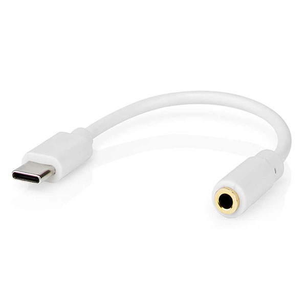 NEDIS CCGB65950WT01 Καλώδιo -  Αντάπτορας USB High Speed Type-C αρσ. - 3.5mm θηλ. 0.10m σε Λευκό
