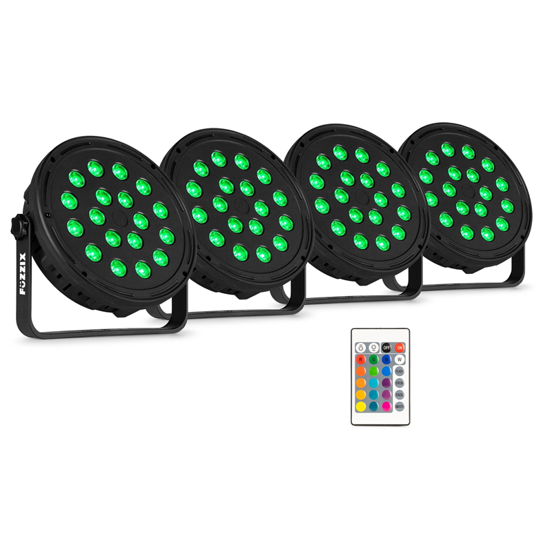 FuZZIX COMET M16 Party Par Set 4x Par light με 18 RGB LEDs και Τηλεχειριστήριο 150.954