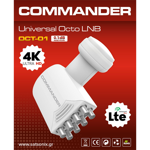 COMMANDER OCT-01 Universal Octo LNB 0.1 dB, 4K UHD, LTE
