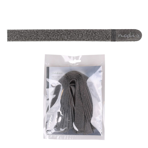 NEDIS COTP00900GY025 Δεματικά Καλωδίων με Velcro 25cm σε Γκρί - 10 τμχ