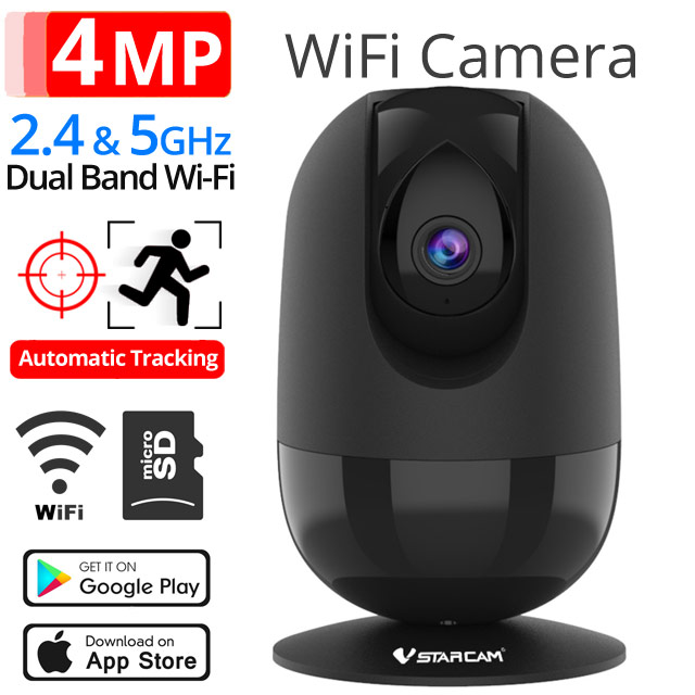 Vstarcam CS48Q (Μαύρη) 4Mpixels Ρομποτική Ασύρματη IP κάμερα - Dual WiFi 2.4Ghz & 5GHz, Ethernet, microSD, Motion Detection