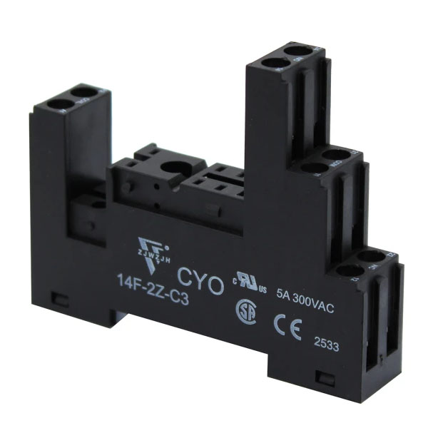 CSR-S50F3 (14F-2Z-C3) CYO – Βάση Ράγας DIN 2 Επαφών για Mini Relay Μαύρη 12A 300VAC