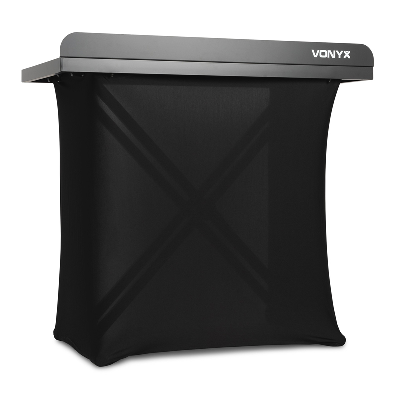 VONYX DBE100 Mobile DJ Booth System – Αναδιπλούμενο Φορητό DJ Table 1m με Μαύρο Lycra 180.100