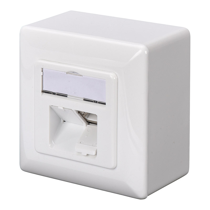 DIGITUS DN-9007-S-1 Επίτοιχη Πρίζα Δικτύου Cat6A Class EA STP Διπλή (2x RJ45) White