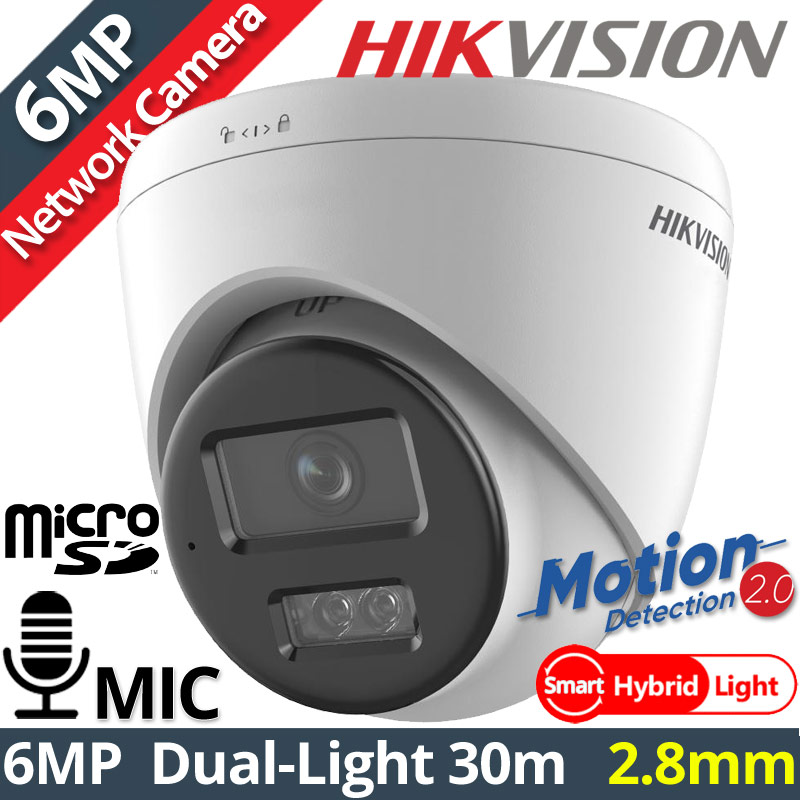 HIKVISION DS-2CD1363G2-LIUF 2.8mm Ενσύρματη IP κάμερα 6Mpixels, Smart-Hybrid Light 30m, Poe, Μικρόφωνο, MicroSD