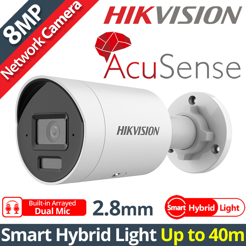 HIKVISION DS-2CD2083G2-LI2U 2.8mm Ενσύρματη IP κάμερα ACUSENCE 2nd Gen. 8Mpixels, Smart-Hybrid Light 40m, Poe, Dual Mic