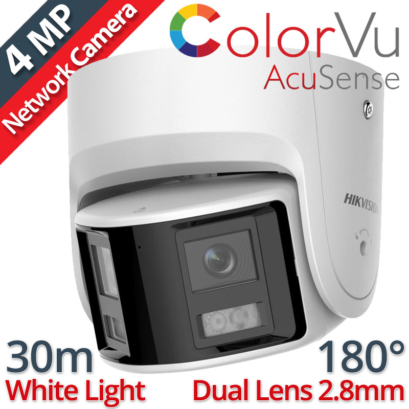 HIKVISION DS-2CD2347G2P-LSU/SL(C) 2.8mm Panoramic ColoVu IP Κάμερα 4MP, Dual Lens 180°, White Light 30m, Mic, Strobe Lght, Audio Alarm