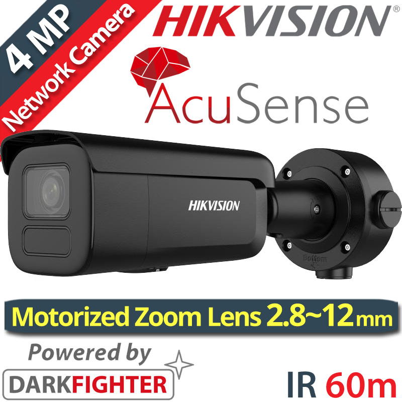 HIKVISION DS-2CD2646G2HT-IZS BLACK - Ενσύρματη AcuSense IP Κάμερα 4MPixels Motorized Varifocal Zoom 2.8-12mm, IR 60m