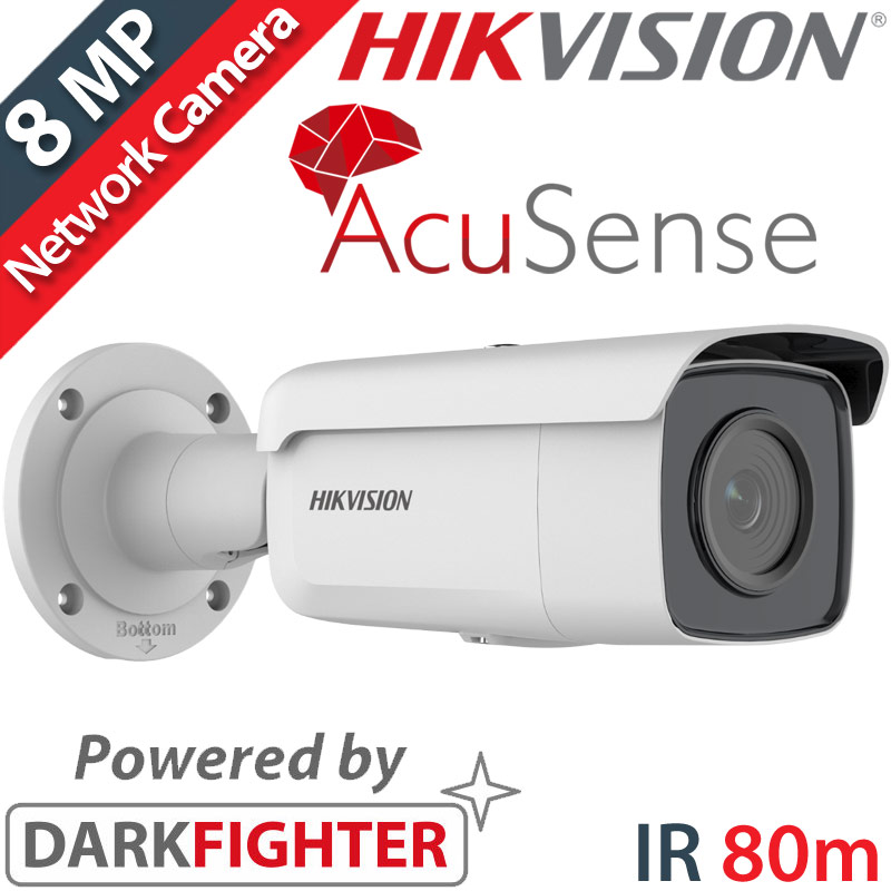 Hikvision DS-2CD2T86G2-4I 2.8mm Ενσύρματη AcuSense IP Κάμερα 8MPixels (4K) IR 80m, DarkFighter, H265+ IP67