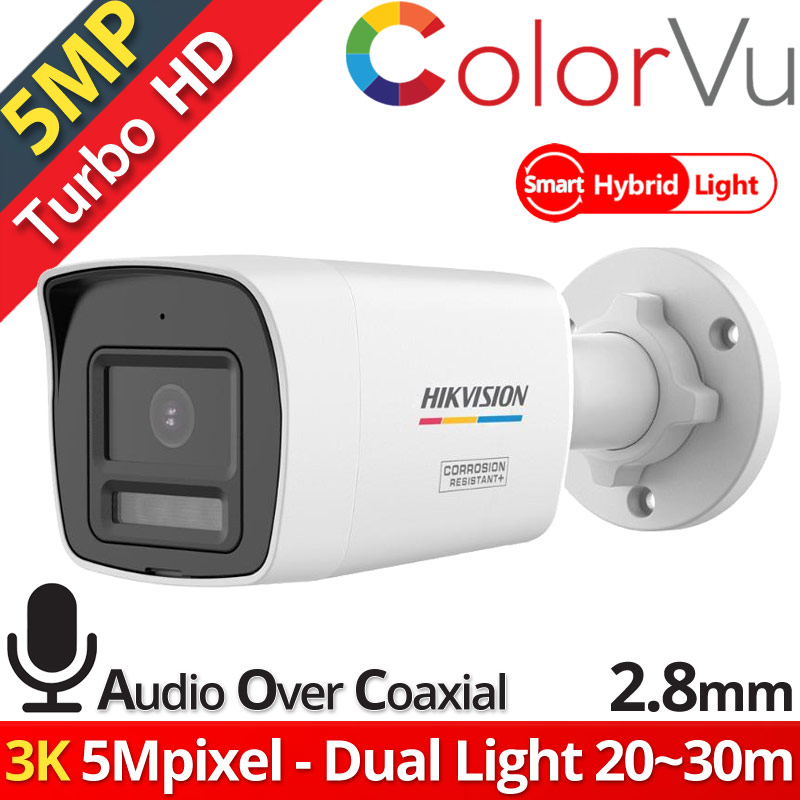 HIKVISION DS-2CE10KF3T-LSYE 2.8mm 3K 5Mpixels ColorVu, Smart-Hybrid Light 20~30m, Μικρόφωνο, WDR, IP67, NEMA 4X