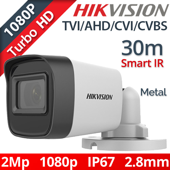 Hikvision DS-2CE16D0T-ITF(C) 2.8mm Κάμερα Παρακολούθησης Bullet 2MP 1080p, 4in1, Metal IP67, Smart IR 30m