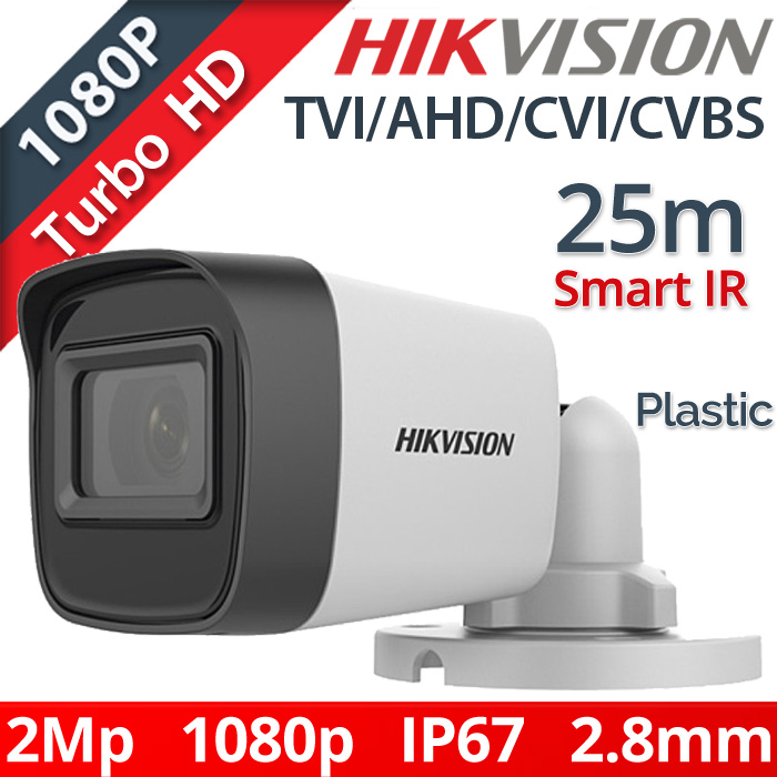 HIKVISION DS-2CE16D0T-ITPF(C) 2.8mm Κάμερα Παρακολούθησης Bullet 2Mpixels 1080p TURBOHD 4in1 IP67 Smart IR 25m