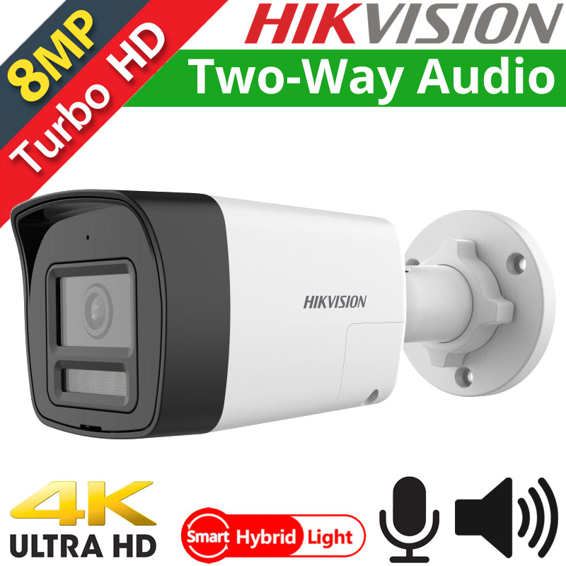 HIKVISION DS-2CE16U0T-LTS 2.8mm HDTVI 8Mpixels 4Κ, Two-Way Audio, Smart Hybrid Light 20-30m, IP67